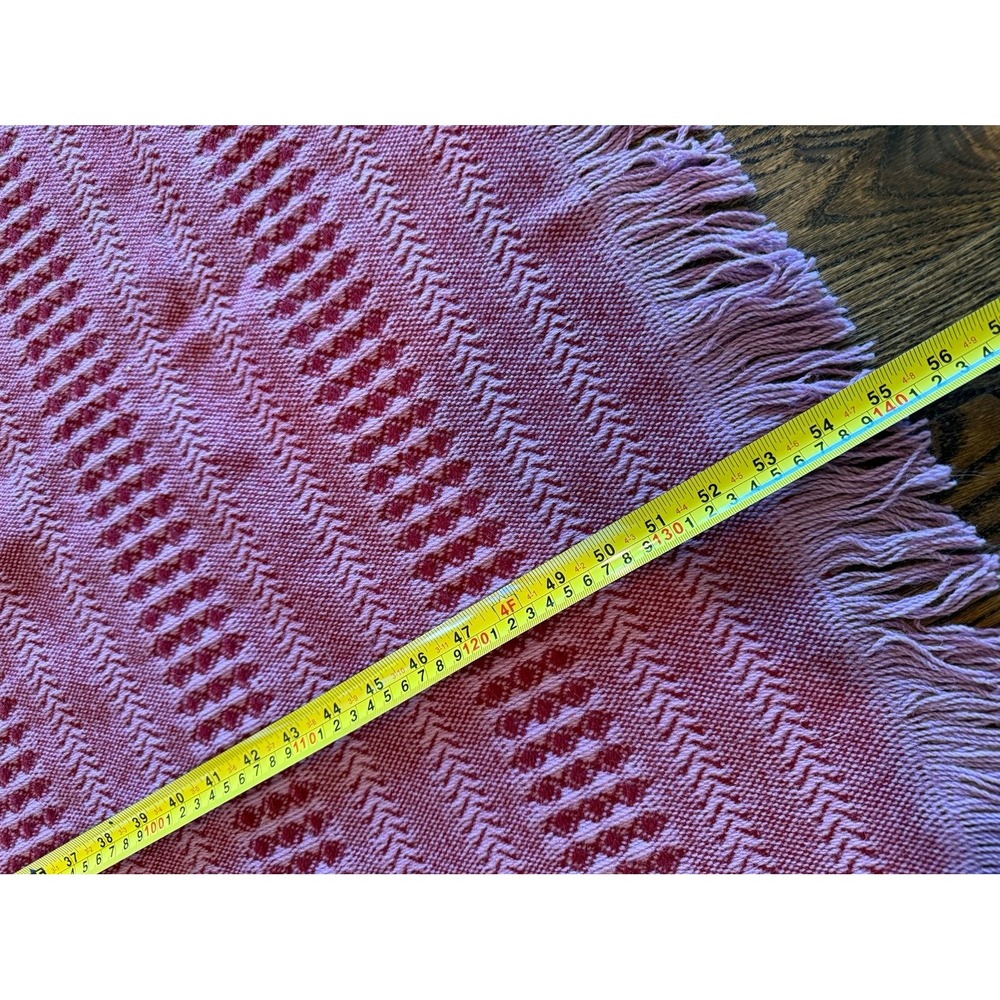 Woolen Mill Store.   Raspberry striped Throw Blanket - Picture 5 of 8